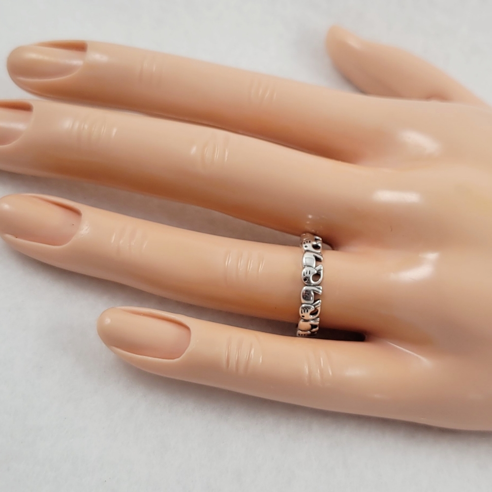 Sterling Silver Elephant Eternity Band - Picture 12 of 13